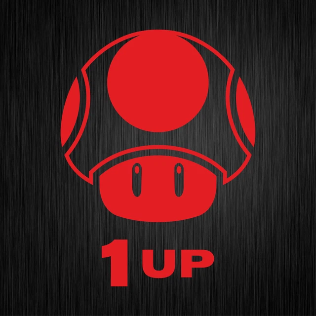 Mushroom Pilz 1 UP Gamer Nerd Geek Fun Rot Auto Vinyl Decal Sticker Aufkleber