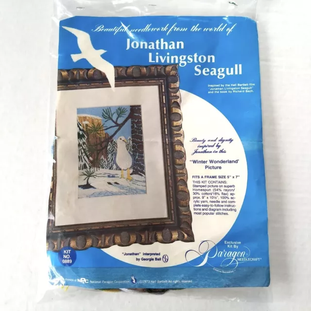 Kit de bordado gaviota Jonathan Livingston parcialmente terminado vintage 0889