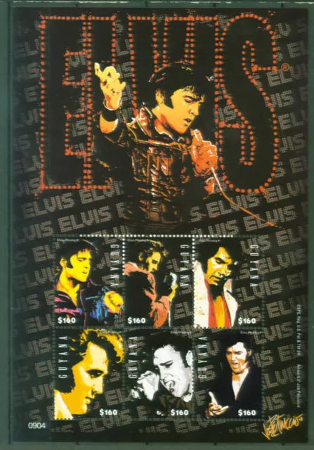 Guyana 2009 - Elvis Presley - Ritratti - Il Re - n. 7982-87 ** Nuovo di zecca
