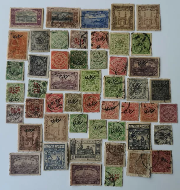 Hyderabad Stamps Collection - Indian States - 50 & 100 Different Stamps