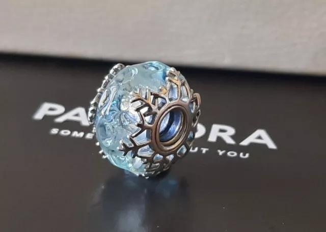 PANDORA Charm Sterling Silver ALE S925 MURANO WINTER BLUE SNOWFLAKE 792377C00