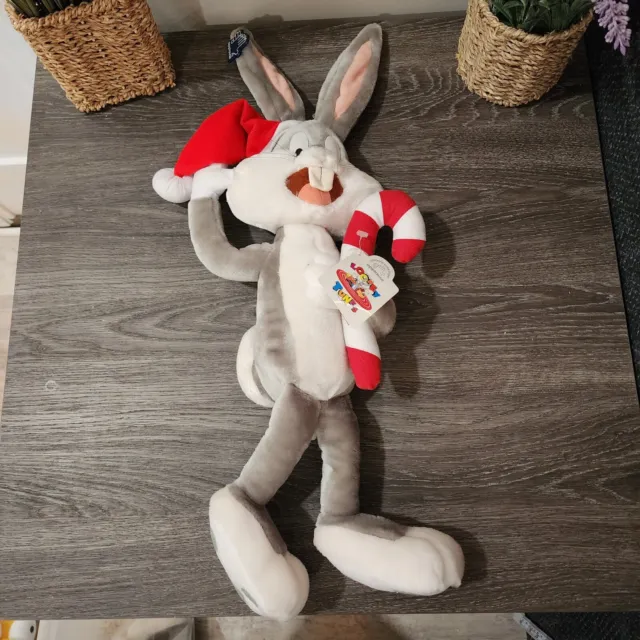 1994 Applause Warner Bros Looney Tunes Christmas Santa Bugs Bunny 21" plush  NEW