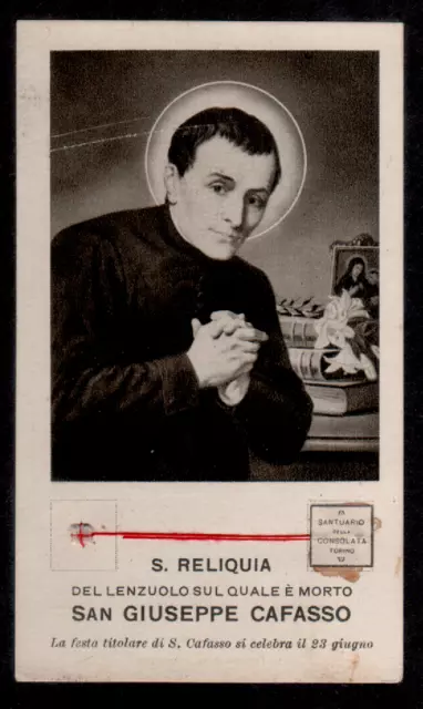 Santino ANTICO  Holy Card RELIQUIA RELIC SAN GIUSEPPE CAFASSO