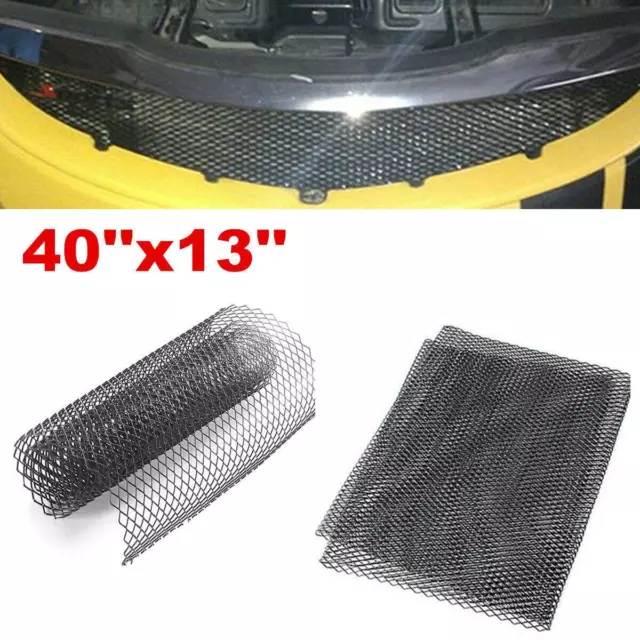 Black 40''x13'' Aluminum Car Mesh Grill Cover Bumper Fender Hood Vent Grille Net