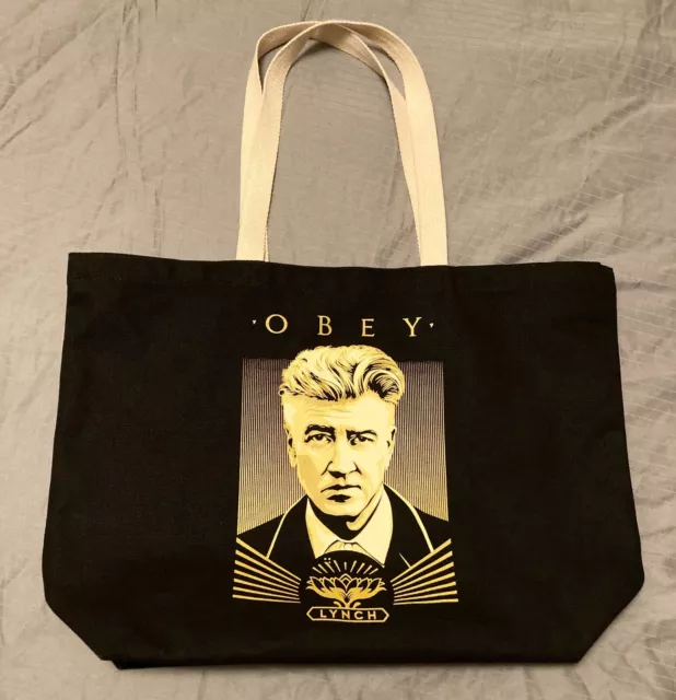 *RARE* Official 2017 OBEY David Lynch 20"x15" Black Canvas Tote Bag