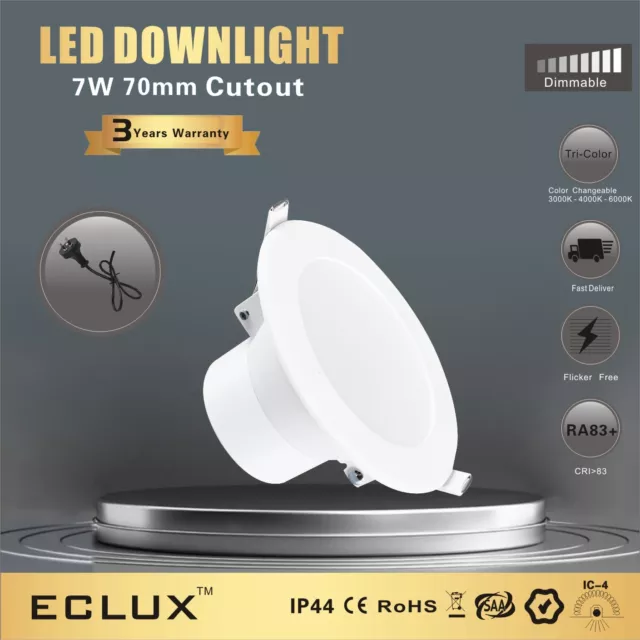 7W 70Mm Cutout Led Downlights  Tri-Colors Warm White/Cool White/Daylight Select;