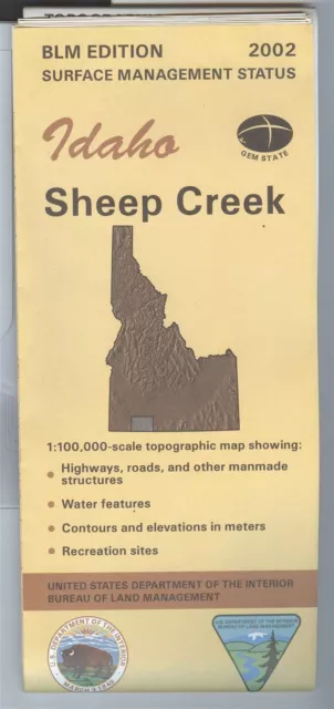 USGS edición BLM mapa topográfico Idaho SHEEP CREEK - 2002 - superficie -