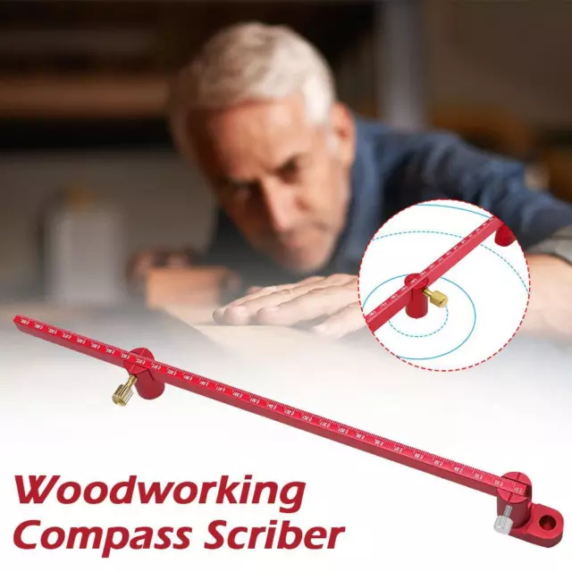 Woodworking Compass Scriber 300mm Fixed Point MarkingGauge Adjustable Circles DE