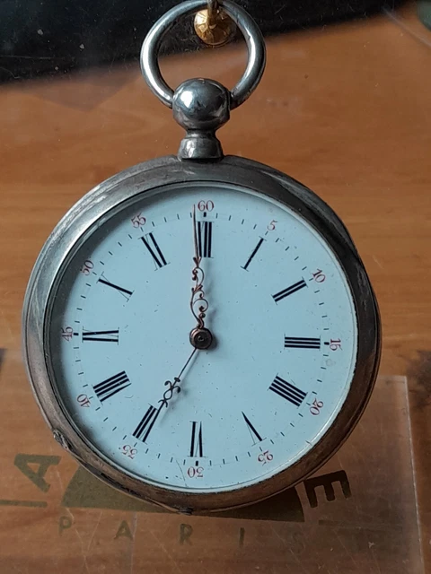 montre gousset à clé argent massif & vermeil 1880 cadran parfait capot jardinier