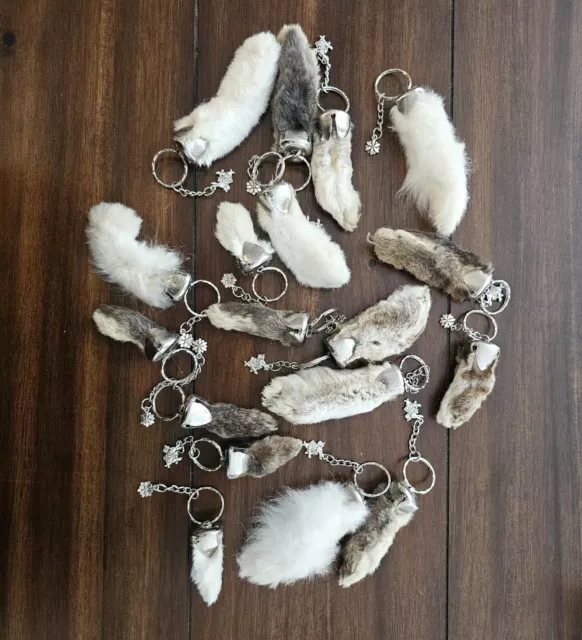 Real Rabbits Foot Key Chain with Charm Lucky