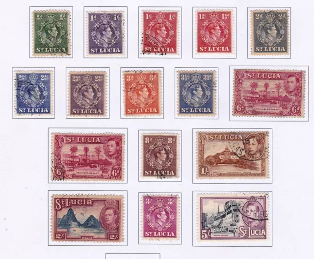 St Lucia 1938 16 values to 5/-  (J638)