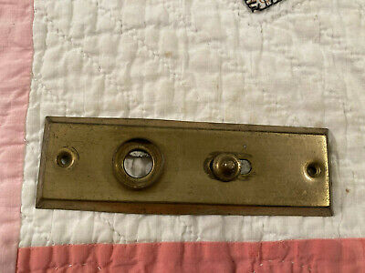 1 Mid Century Brass Screen Door Knob Backplate w/Lock Knob, Free S/H 2