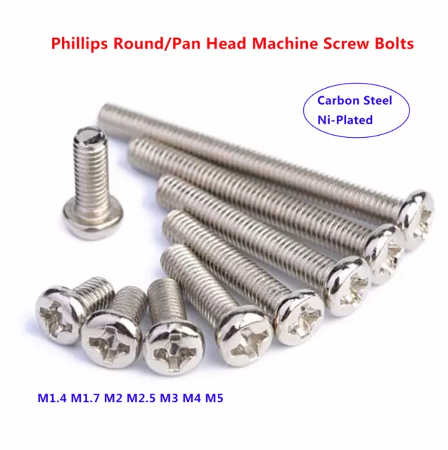750pcs M1.4 M1.6 M2 M2.5 M3 Phillips Pan Head Small Machine Screws