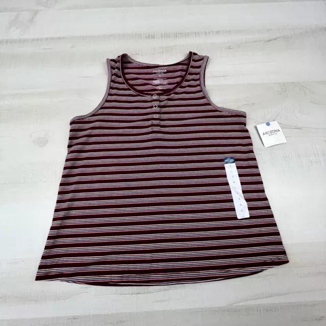 Arizona Jean Co Womens Tank Top Small Juniors Burgundy Striped Knit Shirt New