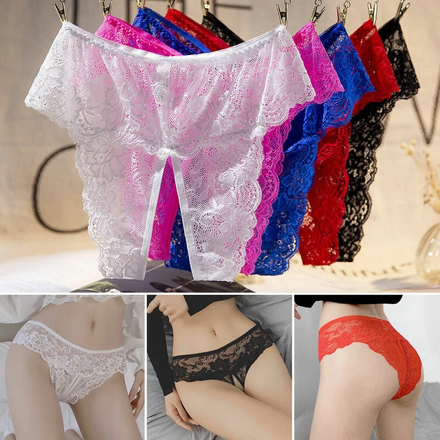 WOMEN SEXY LACE Crotchless Thong Lingerie Underwear Lace Panties