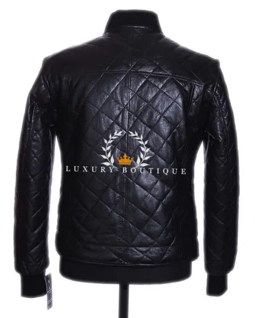 Beckham Black Men's Smart Designer Real Quilted Lambskin Leather Fashion Jacket 3