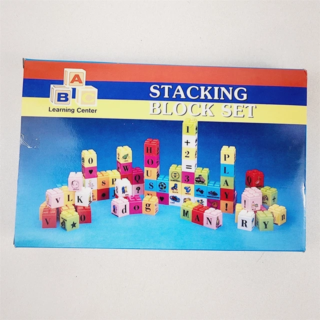 Vintage ABC Learning Center Stacking Block Set 1990s Letters Pictures Unopened