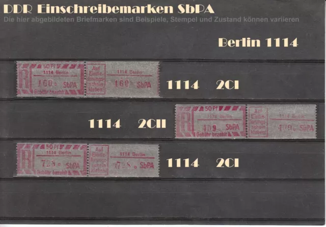 DDR R-Zettel SbPA Einschreibemarken BERLIN 1114 bis 1199 postfrisch ** LOT