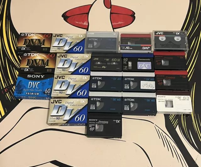 JVC TDK Sony Premium Mini DV 60/90 Minutos Lote de 20 (7 Nuevos, 13 Usados)