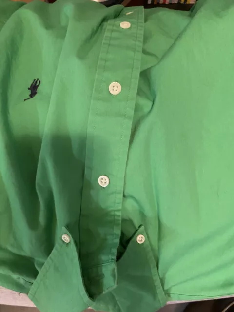Solid Green Polo Ralph Lauren Button Down Shirt Men’s Size Medium 2