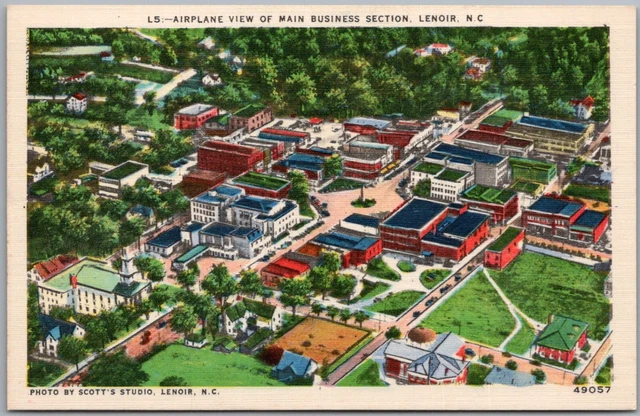 Airplane View Of Main Business Section Lenoir North Carolina Postcard V211