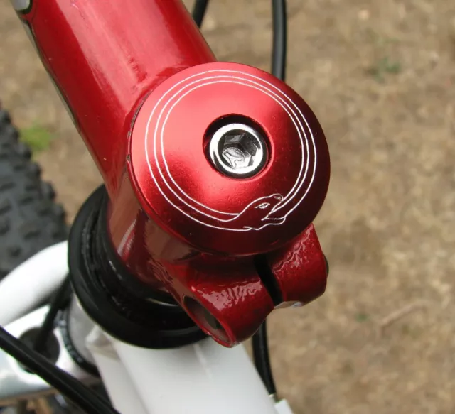 Ouroboros Headset Stem Top Cap 1 1/8" Custom Engraved Red