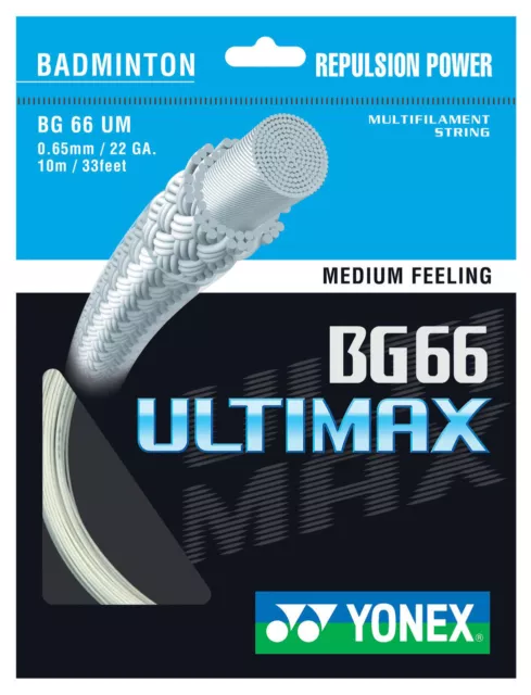 Yonex BG66 Ultimax 0.65mm Metallic White Badminton String