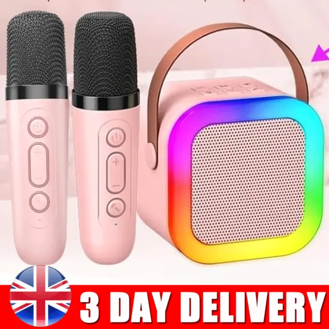 Portable Karaoke Machine with 2 Wireless Microphone Mini Bluetooth Speaker Gifts