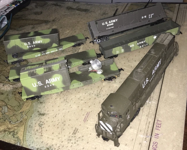 HO SCALE US Army Train Car Lot AHM Military Lot of 6 +