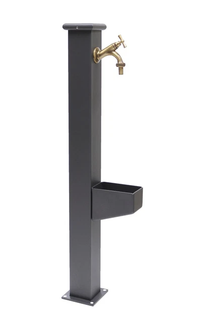 Colonne Robinet Extérieur En Acier Inoxydable - 95 Cm, Entrée Latérale Ou Basse, Crochet Pour Tuyau, Résistant Au Gel Et Aux UV Pour Jardin, Cour, Parc