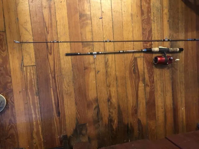 Vintage True-Temper UNI-SPIN 63T Spin Cast Fishing Rod 6' W/63L Reel Holloglass