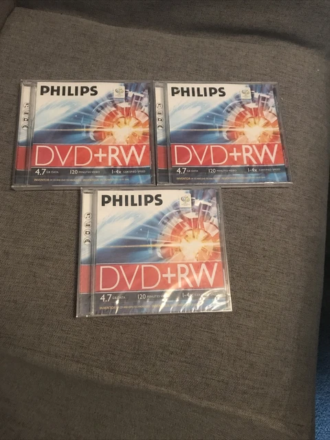 BRAND NEW AND SEALED - 3x Philips DVD+RW 4.7GB 120 Mins 1-4x.