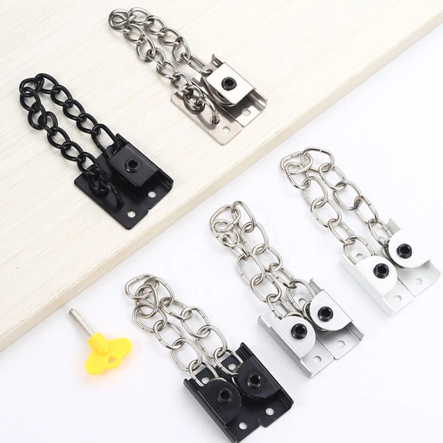 WINDOW SAFETY LATCH Chain Stainless Steel Sliding Lock Antitheft Locks