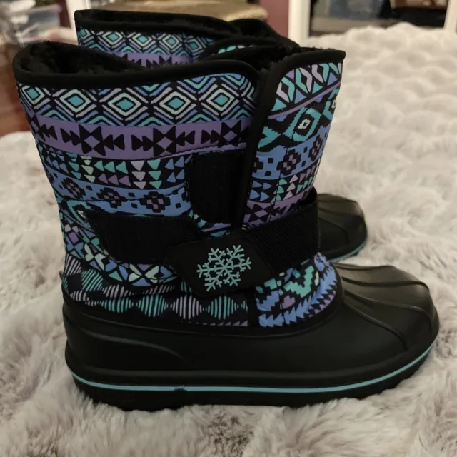 The Childrens Place Big Girls All Weather Snow Boots Size 3 Black Brand New