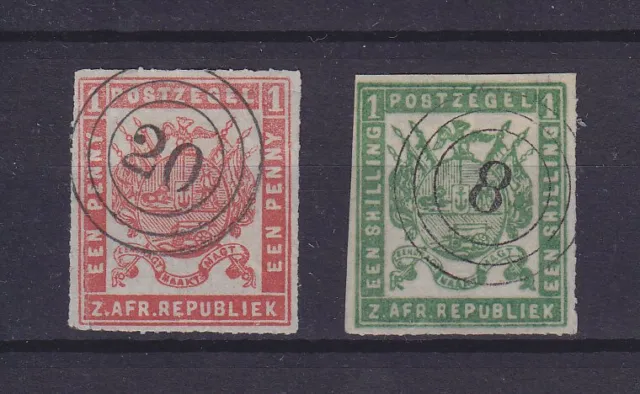 Transvaal South Africa 1870/1875, 1P & 1 Shil., 2 Stamps