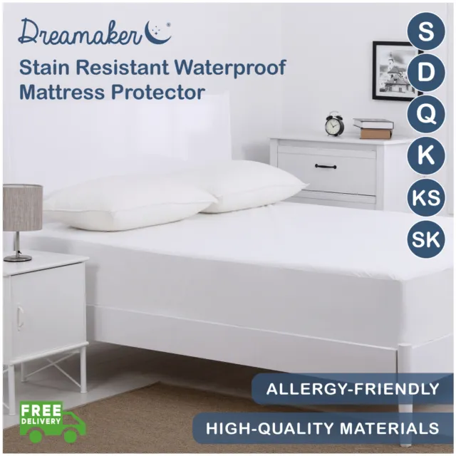 Dreamaker All Size Fully Fitted Waterproof Mattress Protector Cover All Sizes