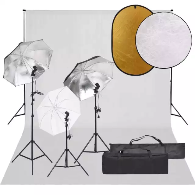 Kit de studio photo avec éclairage toile de fond et réflecteur vidaXL