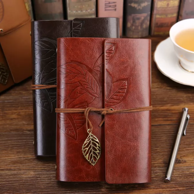 Retro Faux Leather Notebook Vintage String Leaf Blank Diary Journal Sketchbook 2