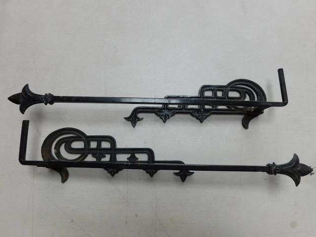 Antique Swing Arm black iron Curtain Rods Art Nouveau Deco GOTHIC Victorian 4