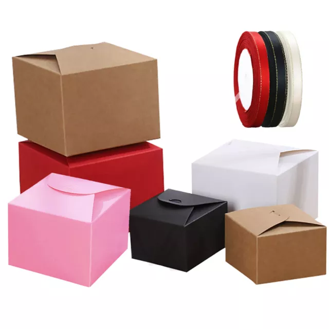 5 Colours Cardboard Square Gift Boxes for Jewellery Sweets 3 Sizes