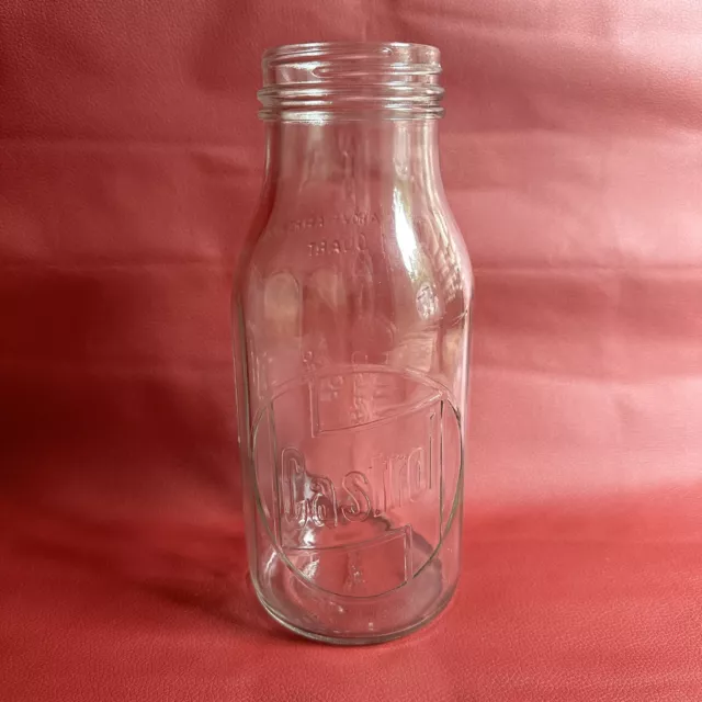 Collectable Vintage Castrol Oil Company Australia 1 Quart Embossed Glass Bottle