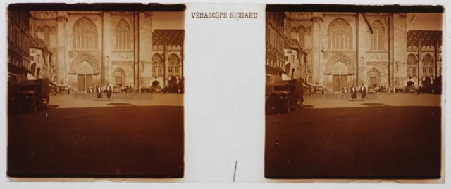 France Cathedral Photo Stereo PL32P1n Glass Plate Vintage c1930 2