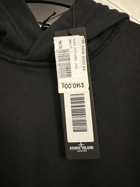 BOYS BLACK HOODED GENUINE Stone Island Jumper Age 8 60.00