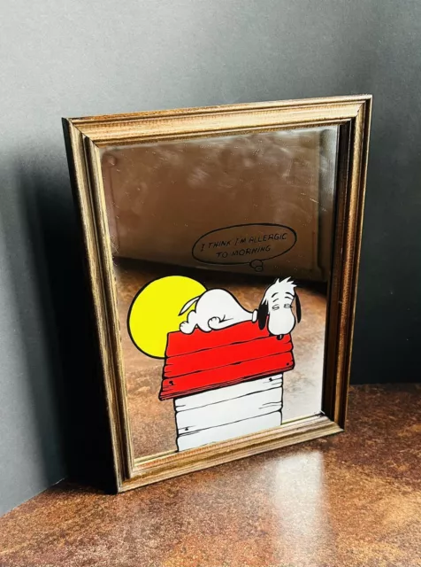 Vintage Snoopy/Peanuts/Schulz Mirror, I Think I’m Allergic To Morning