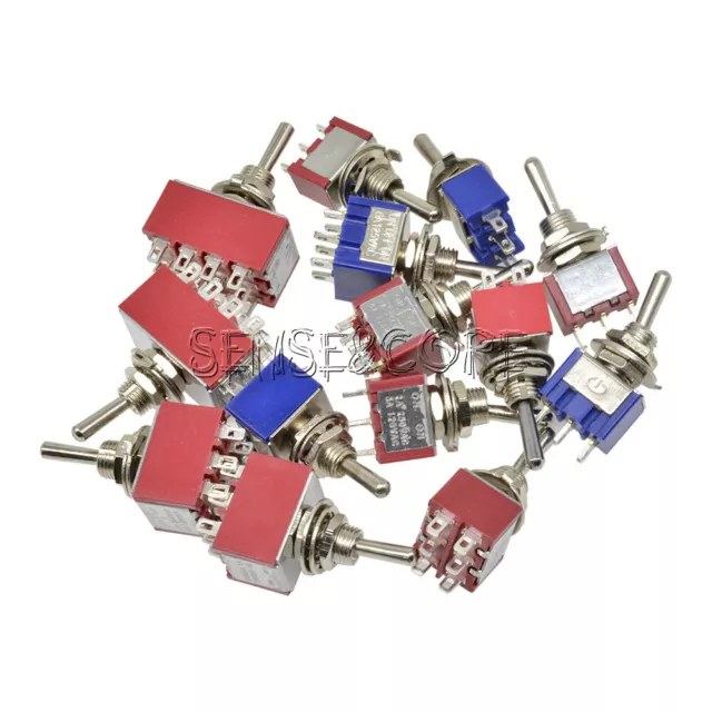 1/5/10PCS MTS/E-TEN Mini Toggle Switch 2/3/4/6/9/12Pin 6mm/12mm SPDT/DPDT 250V 3