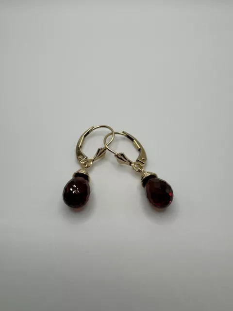 14K GOLD PEAR Shaped Garnet Drop Earrings $109.99 - PicClick