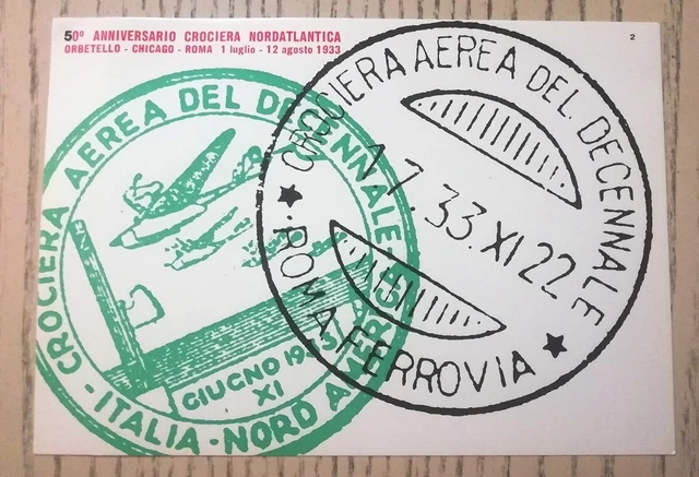 Cartolina Annulli Speciale 50° Anniversario Della II Trasvolata Atlantica Balbo