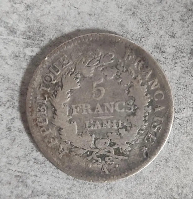 France Pièce de 5 Francs argent Union et force AN 11 A ( Paris ) sans étoile