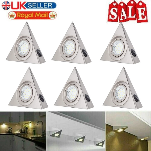 1-10X LED MAINS Triangle Under Cabinet Lights Cupboard Kitchen Counter ...