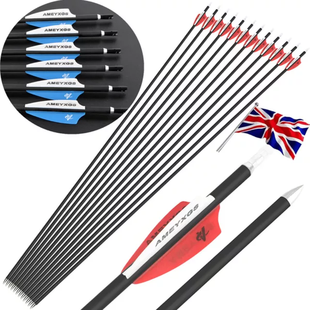 12X 32'' Carbon Arrow SP1000 Compound Recurve Bow Practice Archery Hunting Shoot